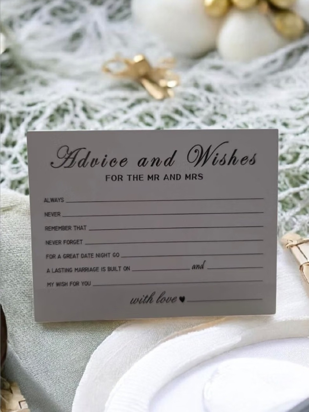 NIP Pack of 50 Elegant Wedding Advice and Wishes Cards for the Mr & Mrs 🤍